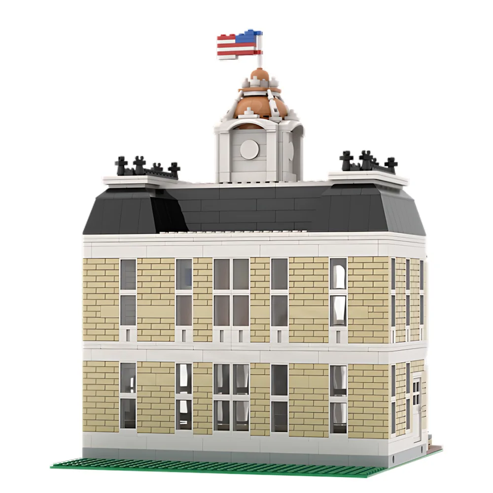 

Gobricks MOC City Hall Building Blocks Model USA Deluxe Main Street City Hall Architecture Bricks Assembly Toys Kids DIY Gifts