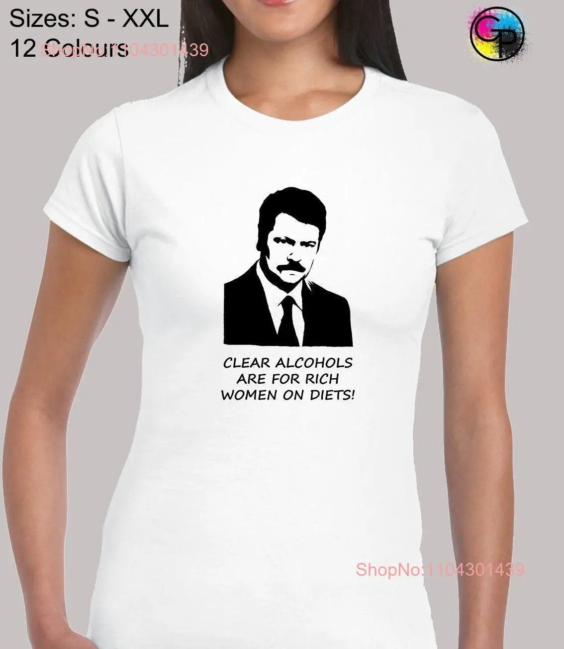 Clear alcohols ladies T Shirt womens funny novelty ron swanson parks recreation quality design joke comedy humour andy