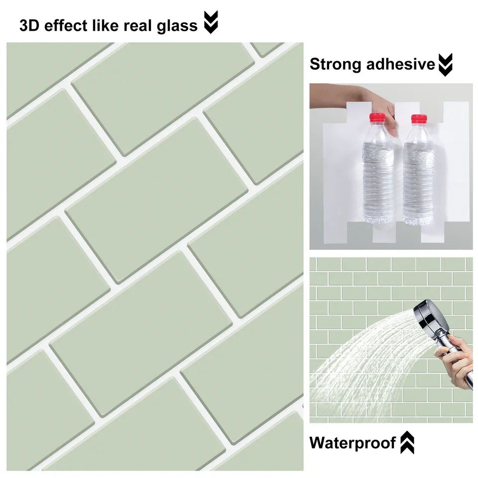 5 pieces subway style 3D wall stickers self adhesive waterproof PET sheets for kitchen backsplash RV interior bathroom tile deco view 5
