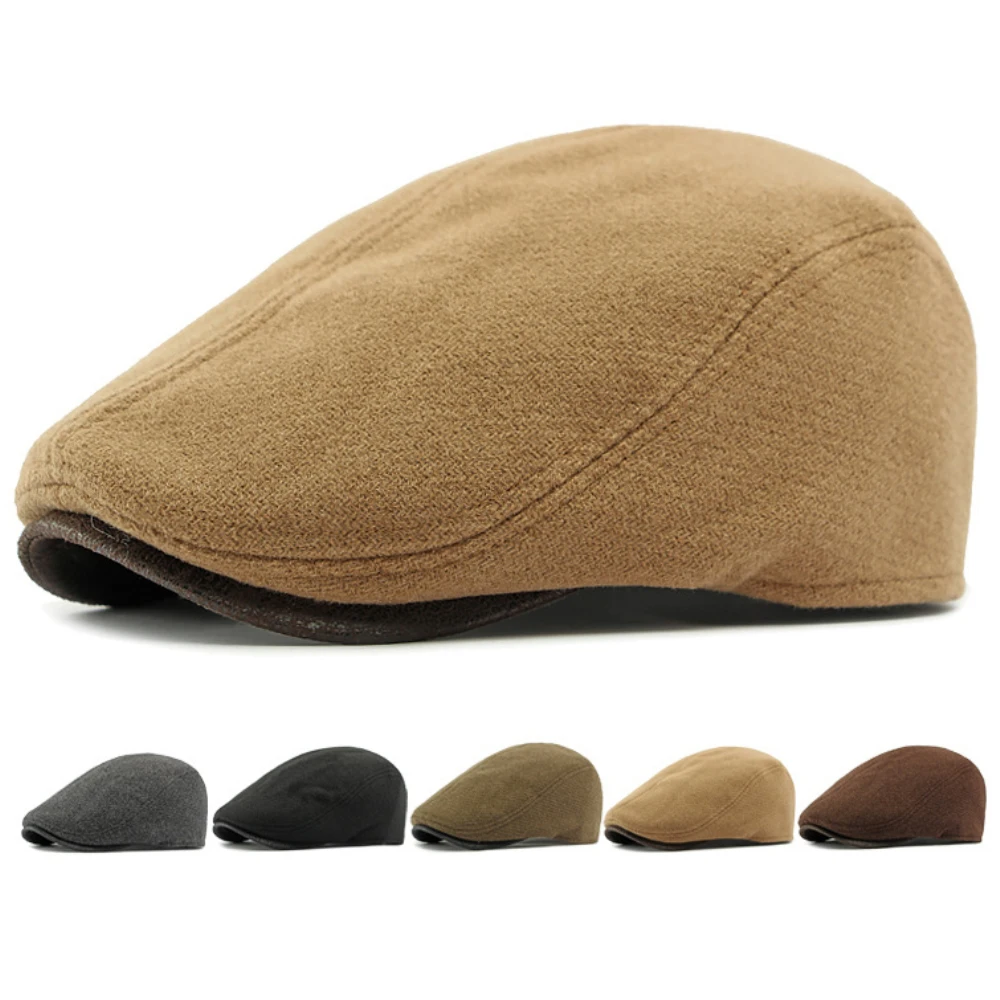 

HT4945 Mens Beret Autumn Winter Caps for Men Women Retro Artist Painter Wool Beret Hat Male Female Flat Cap Adjustable Beret Cap