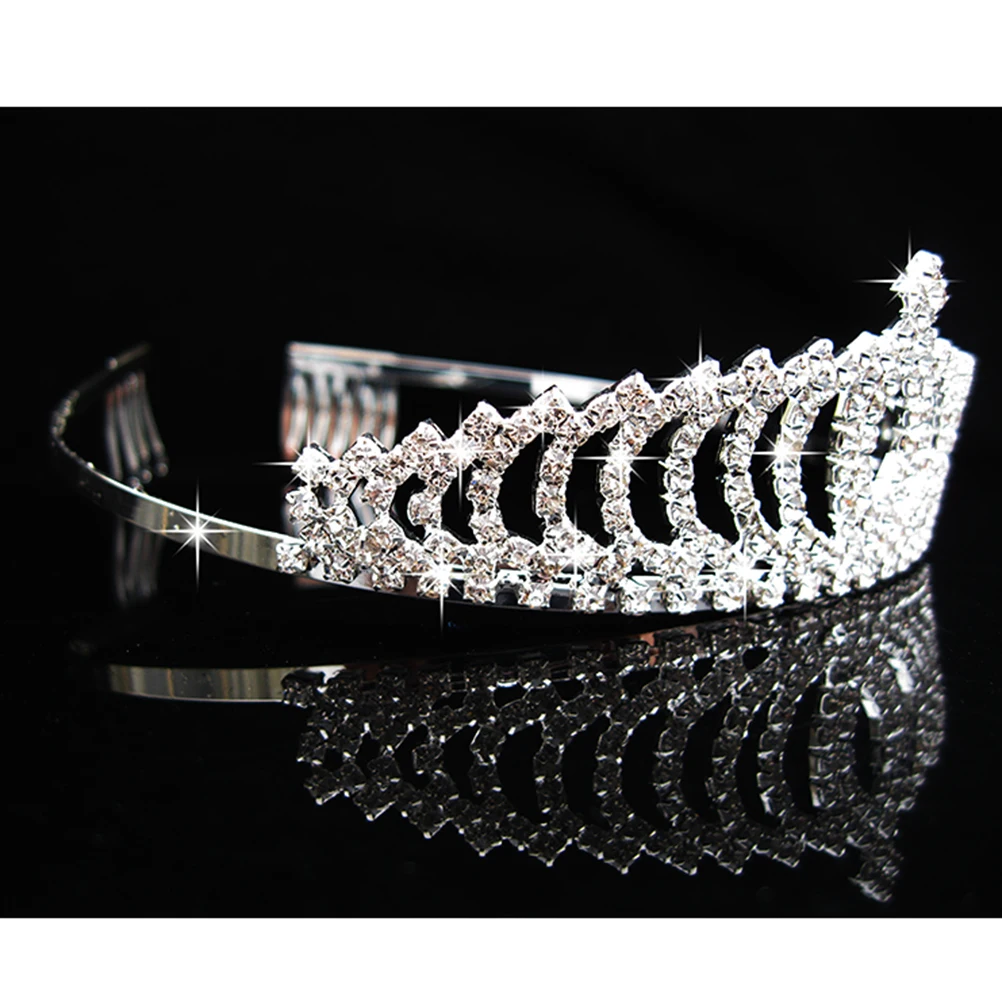 

Sparkling Rhinestone Crown Headwear Elegant Alloy Hair Accessories Wedding Bridal Pageant Prom Party Costume Stage 13X13Cm White