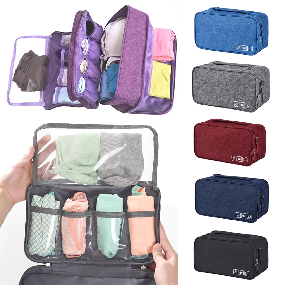 3 Layers Large Capacity Waterproof Zipper Travel Bag Storage Tote Bag Underwear Clothing Storage Pouch Women Makeup Cosmetic Bag