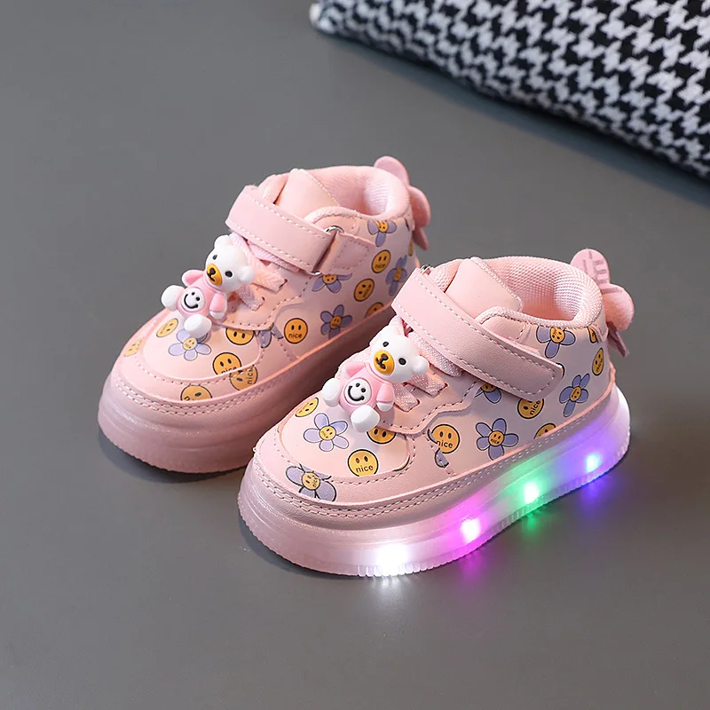 LED Children Luminous Sneakers Spring Autumn Fashion Baby Lights Shoes Kids Cartoon Cute Glowing Sneakers Toddler LED Shoes