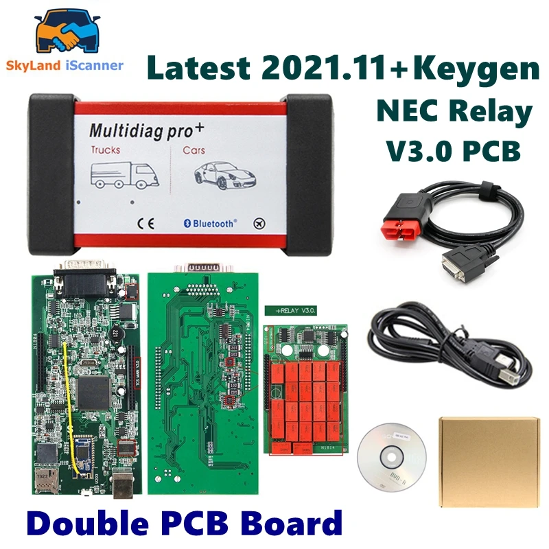 Latest 2021.11/ 2020.23 Multidiag Pro+ Free Keygen 2017 R3 Real 9241A V3.0 Green Double PCB Red 21 NEC Relay Car Diagnostic Tool