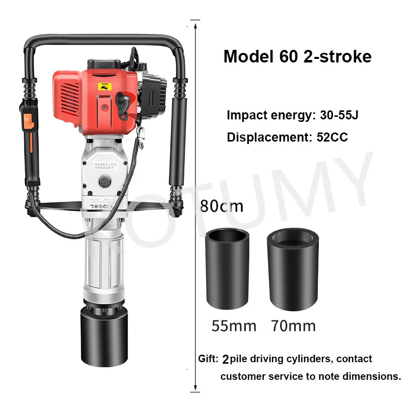 2400W 1900W 4 Stroke Pile Driver 2 Stroke Heavy Duty 68CC/52CC Gas T Post Hammer Farm Fence Garden Tool Railway Impact