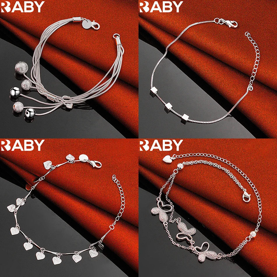 

URBABY 925 Sterling Silver Bracelet For Women Men Fashion Jewelry Charm Grace Noble Wedding Accessories