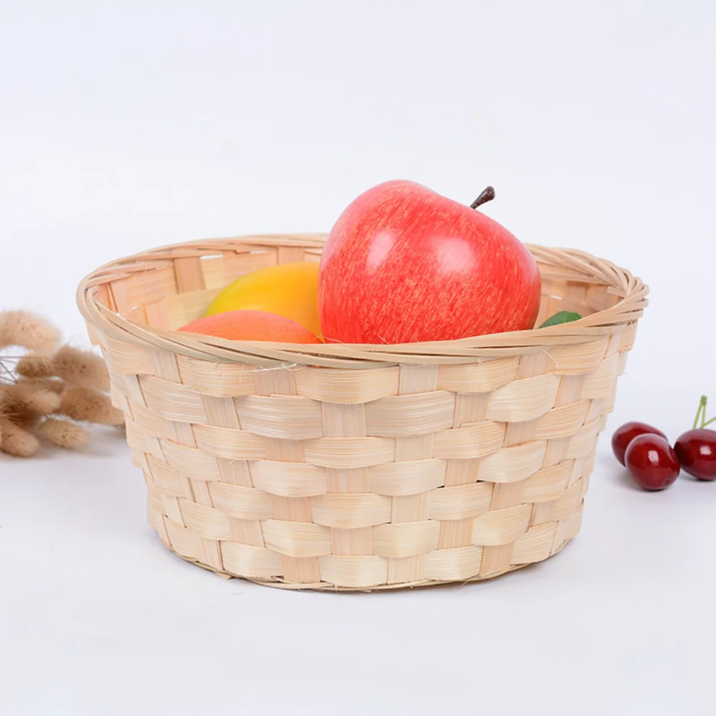 

3 Pcs Bamboo Storage Baskets Handwoven Containers for Fruits Snacks Bread Hotel Restaurant Room KTV Decorative