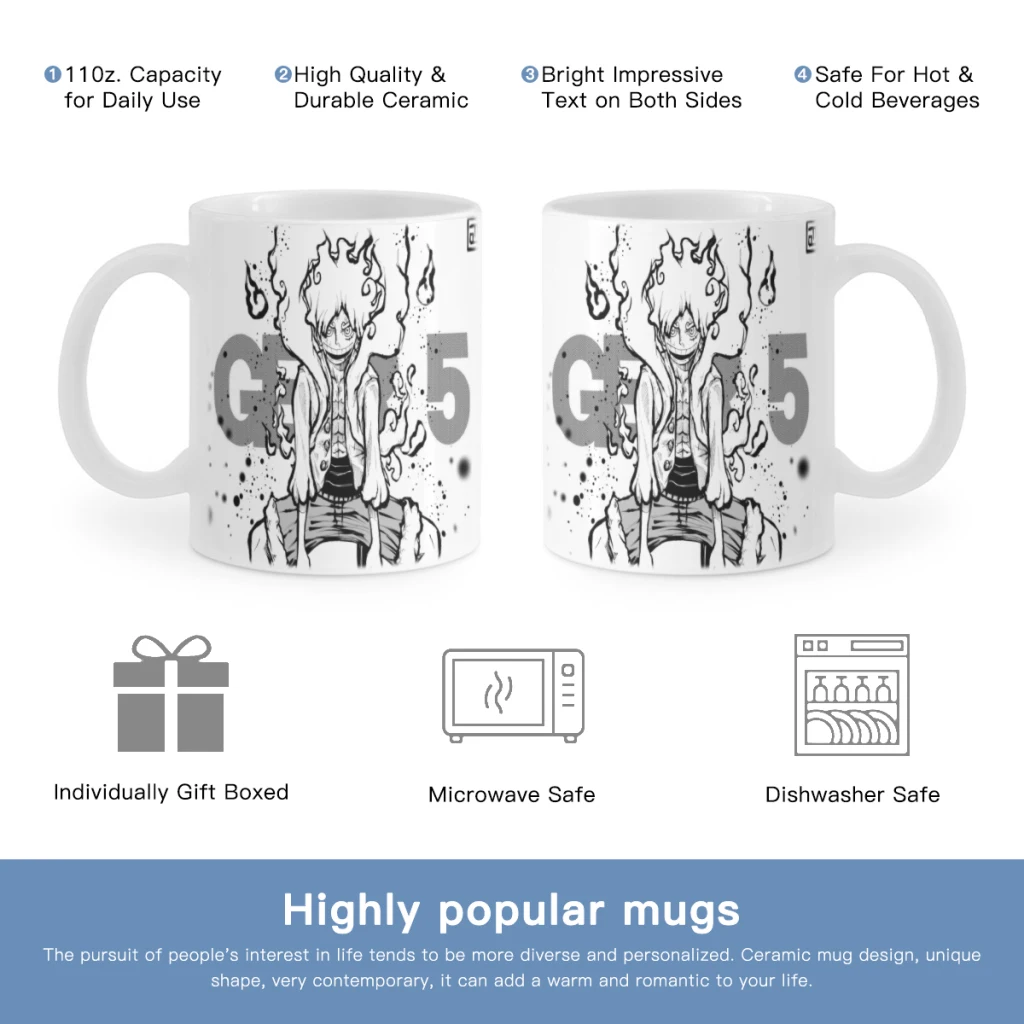 

ONE-PIECE-Luffy-Free shipping 11OZ Coffee Mug Beer Mugs Tea Milk Cup For coffee Lovers Surprised Gift