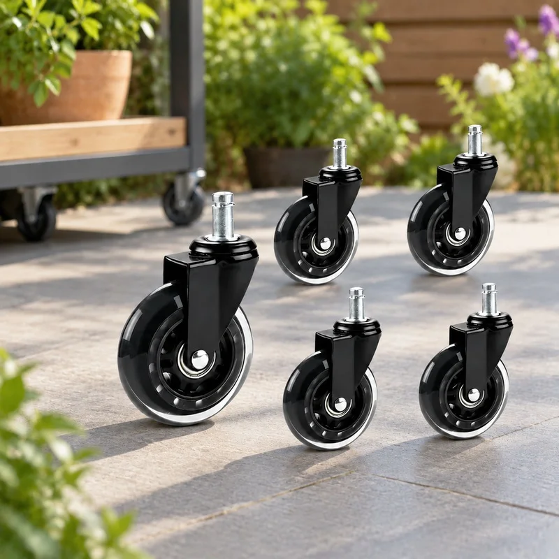 5-Piece Replacement Casters for Office Chairs - Smooth-Rolling Wheels Suitable for Hardwood, Tile, and Carpet Surfaces