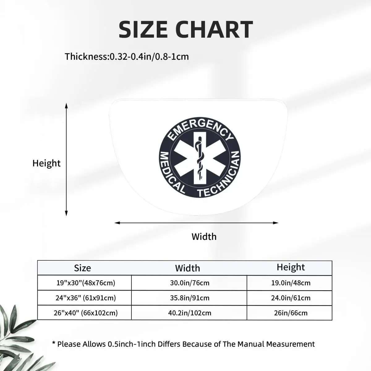 Emt Star Of Life Emergency Medical Soft Flannel Half Round Doormat Non Slip Bathroom Mat Absorbent Floor Carpet for Laundry Room