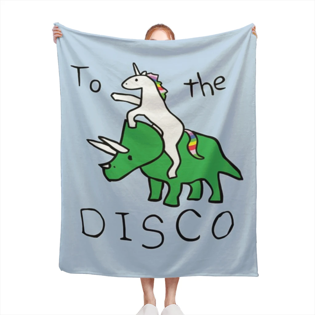 

To The Disco (Unicorn Riding Triceratops) blankets Warm Flange blankets Soft and comfortable blanket picnic blanket