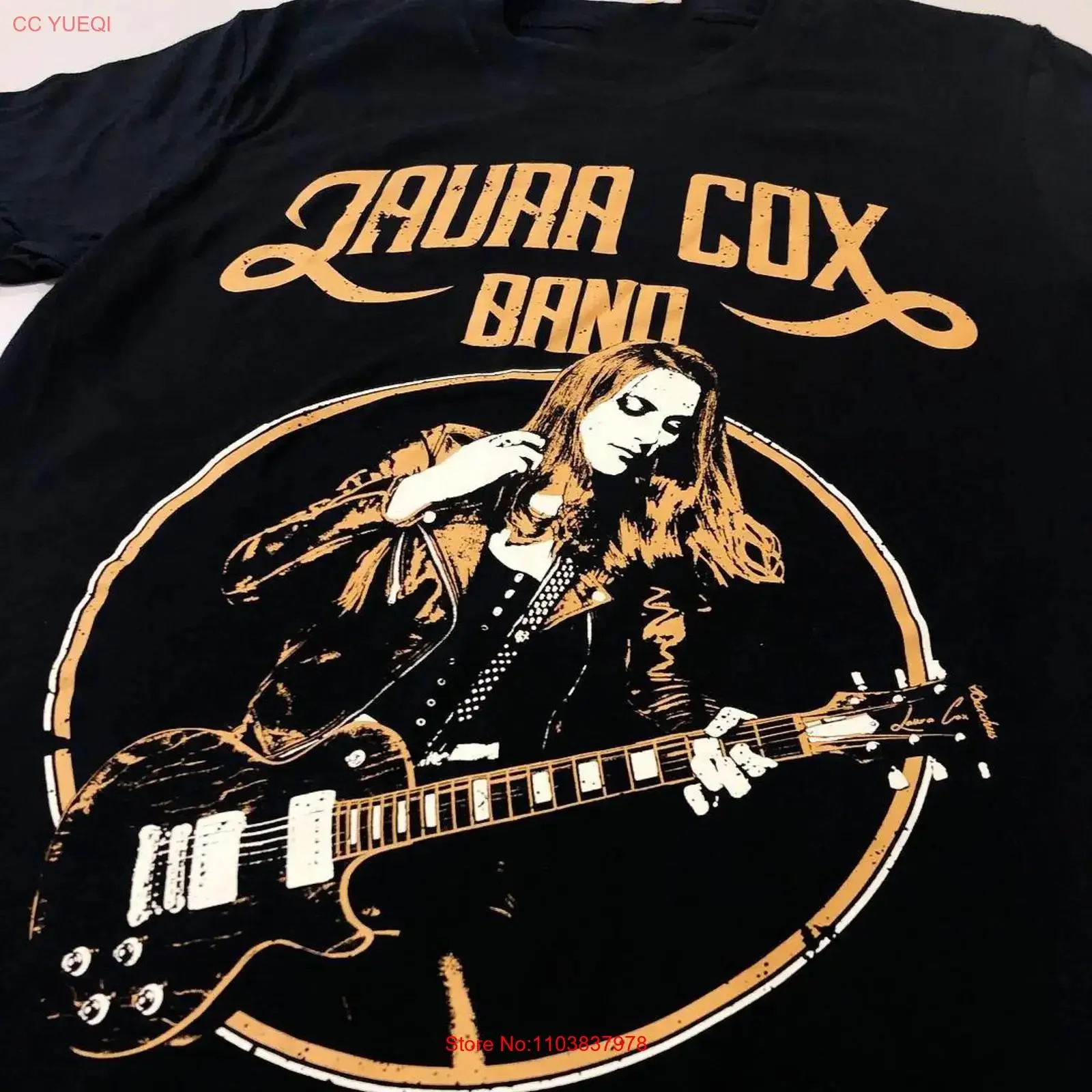 Camiseta de la gira en vivo de la guitarrista Laura Cox, color negro, clásica, talla S 5XL, 1J1050, camiseta vintage lavada para uso diario, suave y cómoda para hombre