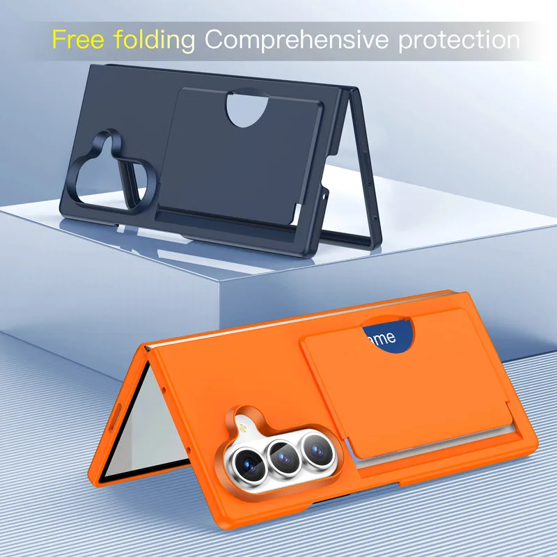 

For Samsung Galaxy Z Fold 7 6 Case ELVEV Shockproof Hard PC Matte Transparent Phone Cover with Card Slot