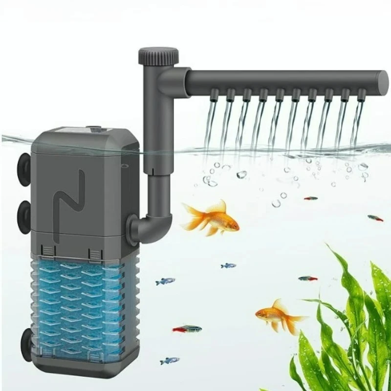 3-IN-1 Aquarium Internal Filter Pump Silent Wave-Maker Submersible Fish Tank Filters Air Oxygen Aerator for Saltwater Freshwater