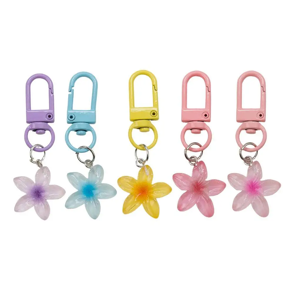 

Little Flower Colorful Keychain Sweet Resin Gradient Key Chain Color Diy Cute Bag Keychains Pendant Girls Jewelry