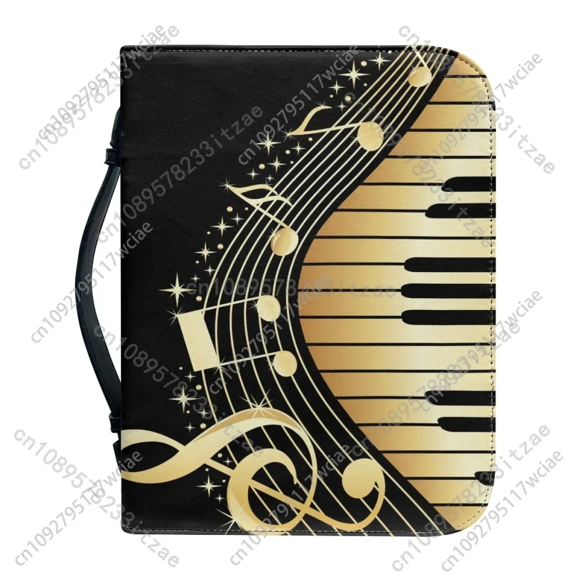 الفن البيانو لوحة المفاتيح الموسيقى تدوين نمط طباعة الكتاب المقدس حقيبة للسيدات حقائب اليد الجلدية المحمولة انغلق مقبض الكتاب المقدس حقيبة التخزين