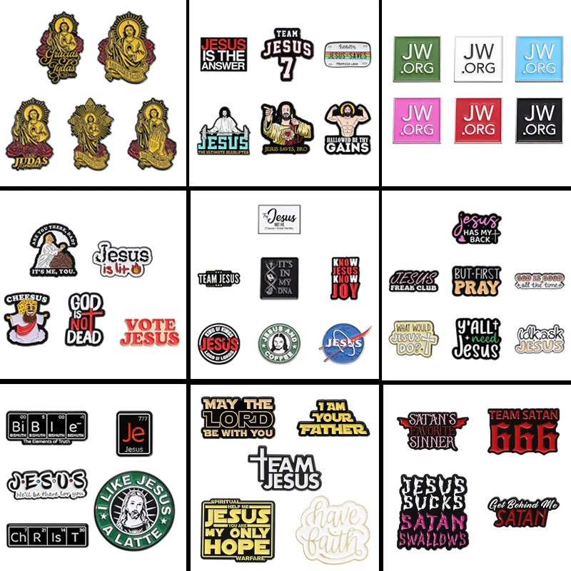 4-7 teile/sätze Jesus Emaille Pins Cartoon kreative Metall Broschen christlichen Glauben Brosche Zubehör Revers Abzeichen Geschenk für Freunde