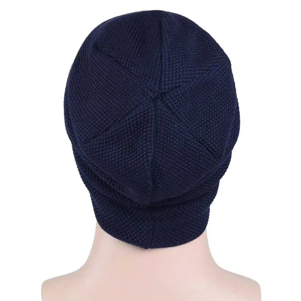 New Warm Fleece Lined Casual Knitted Hat Label Decor Knitted Material Winter Beanie Pullover Solid Warm Fleece Hat Winter Season