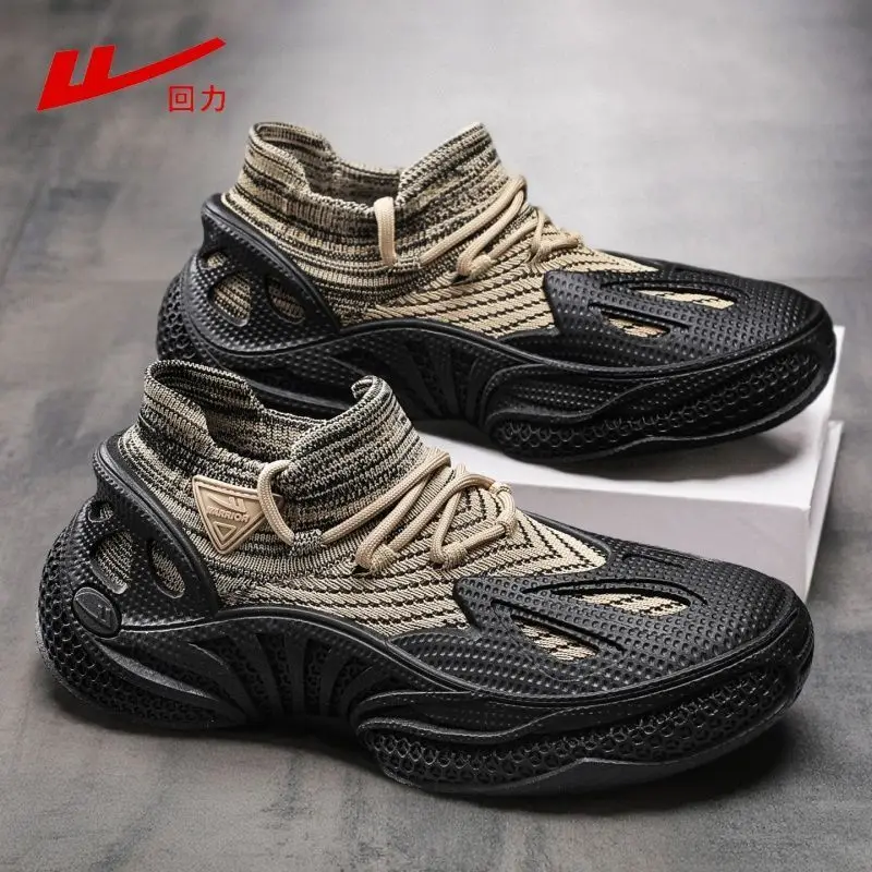 Warrior Men's Shoes 2026 Summer Breathable Mesh Hollow-out Casual Socks Shoes Platform Non-slip Lightweight Running Male Sneaker