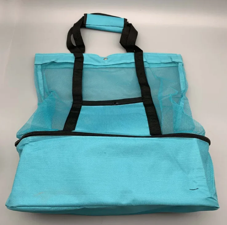 Wasserdichte Strandtasche mit Kühlbox – Strandtaschen für Damen, Urlaub, Strandutensilien, Pooltasche und Netztasche