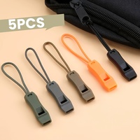 5pcs Emergency Whistle Sports Match Whistle Multifunction Whistle Double Pipe Dual Band with Tail Rope Outdoor Camping Hiking