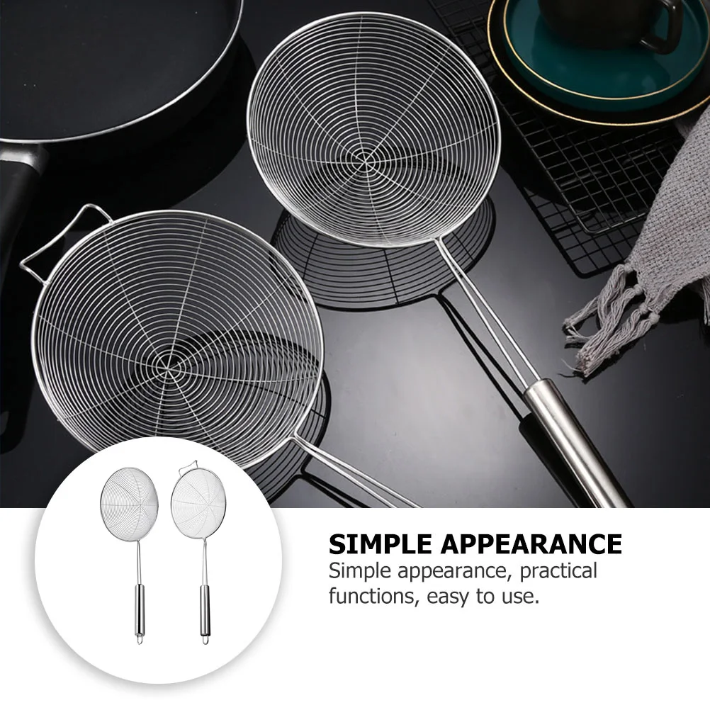 

2Pcs Stainless Steel Mesh Colanders Long Handle Kitchen Oil Strainer Spider Strainer Skimmer Stainless Steel Colander