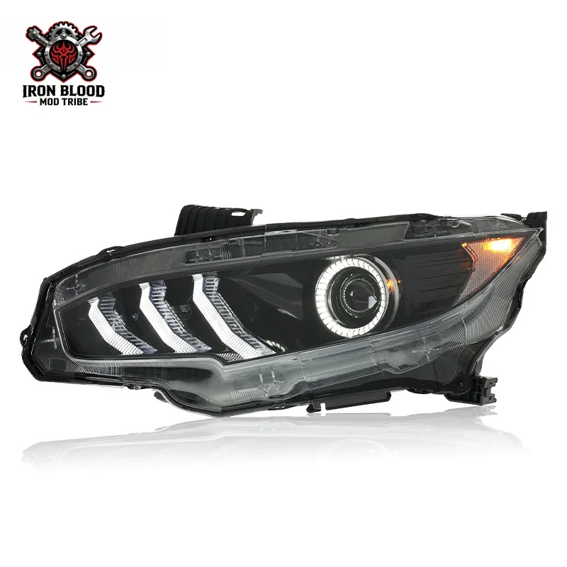 Suitable for 2016-2021 Honda 10th Generation Civic Headlight Assembly Modified Mustang Style LED Daytime Running Light Flowing L