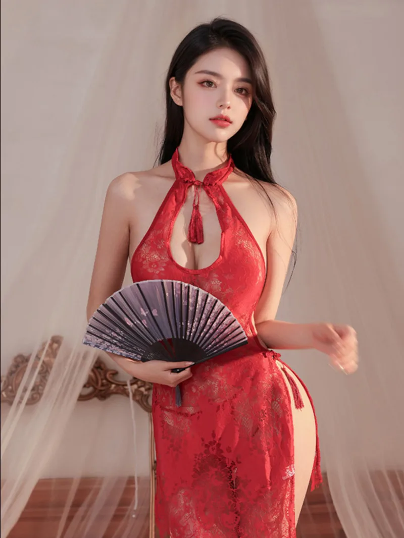 

Женская летняя модная одежда с кружевным узором, полые, в стиле ретро, в этническом стиле, с подвесным воротником, украшение, обтягивающее элегантное платье HLIK