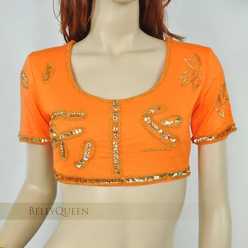 Women Belly Dance Top Belly Dance Costume Sequins Beads Bra Top Vest Blouse Yoga Top 10 Colors