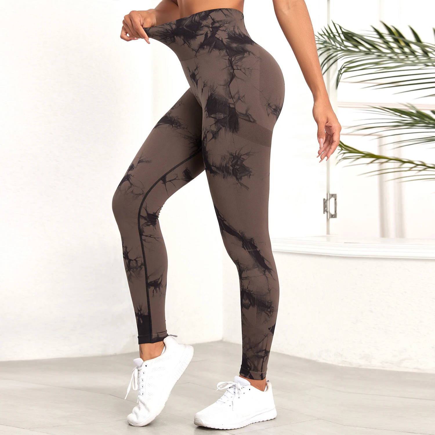Mallas de Yoga Push Up Tie-dye para mujer, mallas sin costuras de cintura alta, mallas transpirables para Fitness, levantamiento de cadera, ropa deportiva para mujer