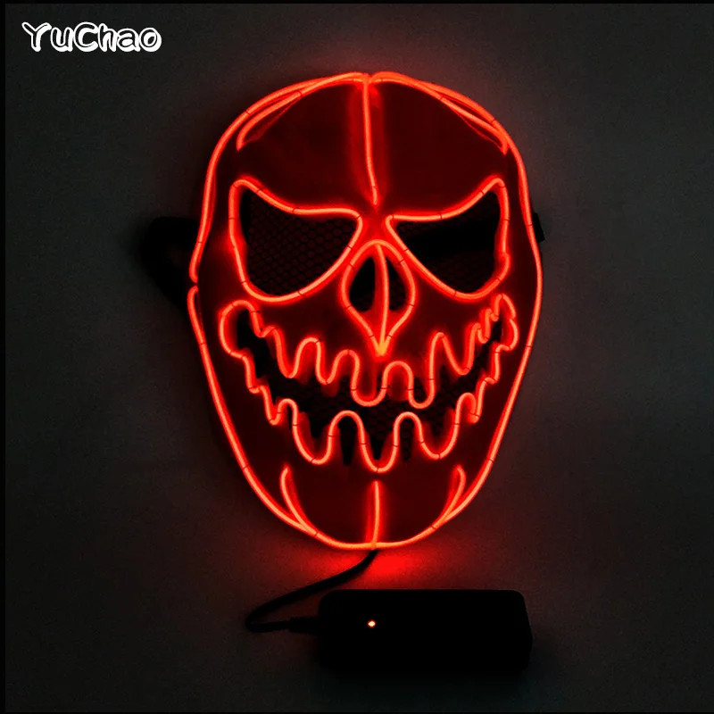 Horror Halloween LED Mask Cosplay Pumpkin Head Full Face Headgear Mask Decorative Party Mask Light Up In The Dark