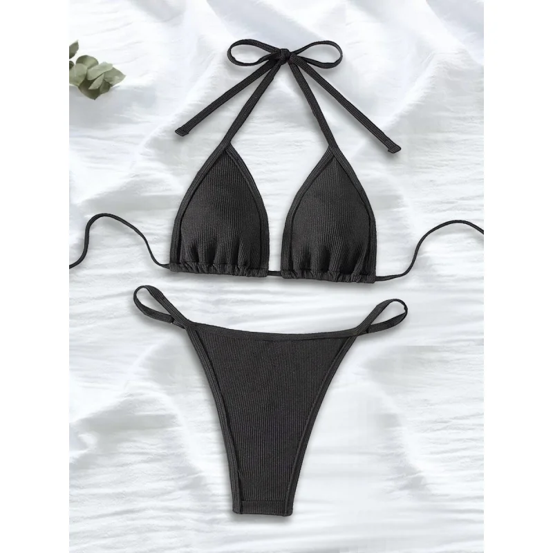 نمط جديد قطعتين ملابس السباحة النسائية بيكيني مثلث حقيبة الملحقات مثلث سلسلة الزينة