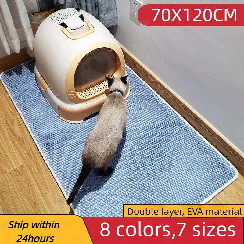Alfombra para Arenero de Gatos, Diseño de 2 Capas, Tecnología Premium para Retener Arena, Base Impermeable, Protector de Piso Antideslizante para Gatos en Interiores