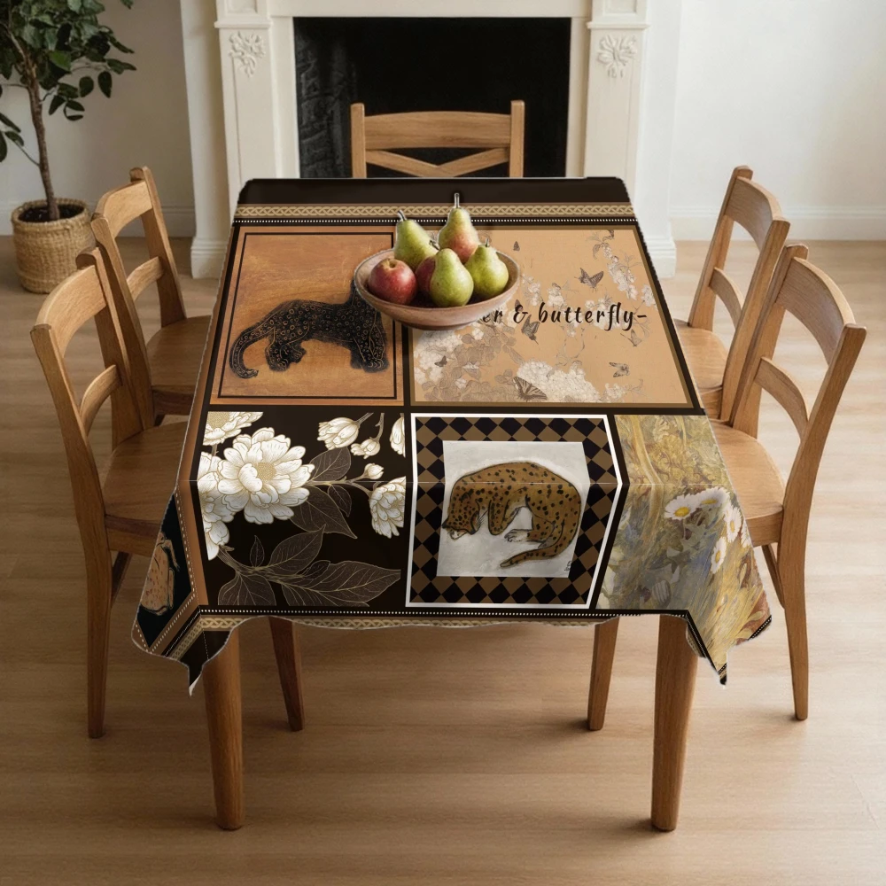 VIKAMA Medieval-style Decorative Tablecloth, Washable Table Cover Suitable for Home, Catering, Cafeterias and Parties