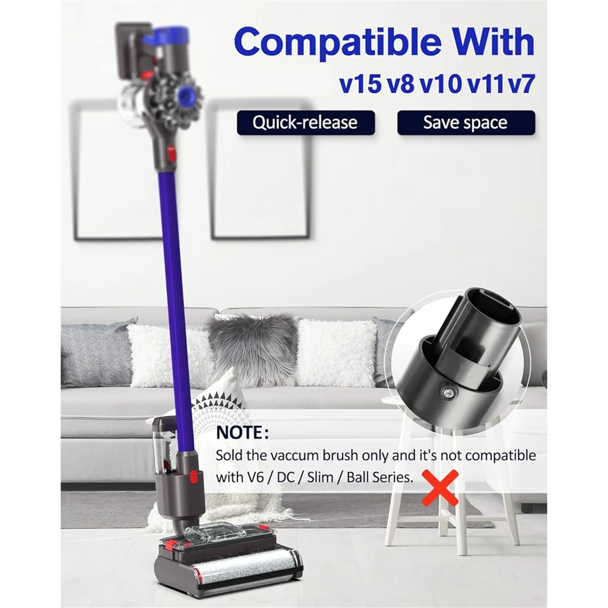 Электрическая насадка для влажной и сухой уборки для пылесоса V15 V7 V10 V11, роликовая щетка для автоматической чистки твердых полов