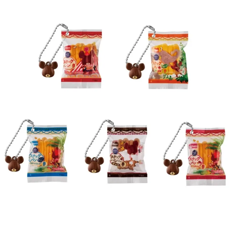 Original Bandai Gashapon Cute Anime Capsule Toys Miniature Little Bear Snack Bread Food Keychain Figurine Kawaii Figure Gift