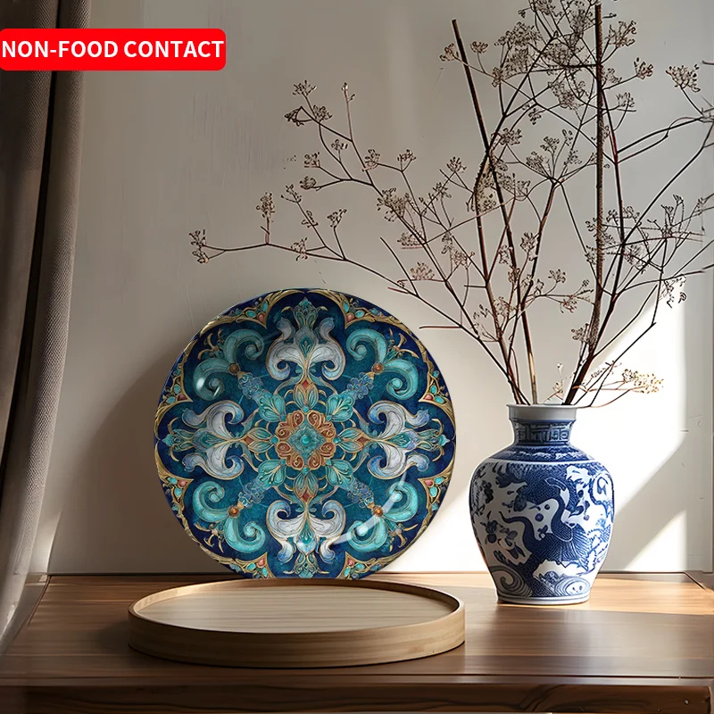 Vintage Ceramic Decorative Wall Plate - Elegant Round Non- Ornament Suitable for Home Decor, Weddings, Christmas, Retro Wall
