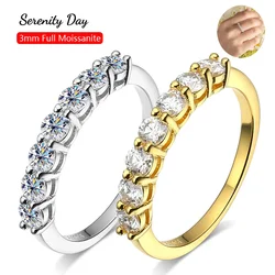 Serenity Day Real D Color 7 Stones 3mm Full Moissanite Row Rings S925 Sterling Silver Plate Pt950 Simple Jewelry For Wholesale