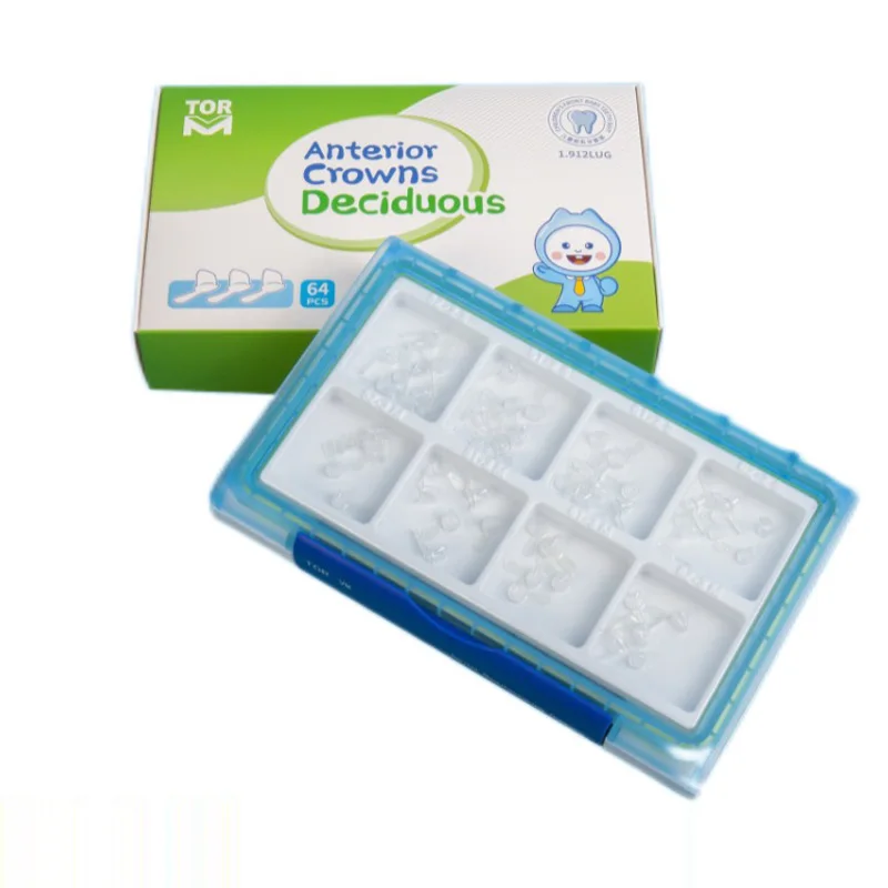 TORVM Anterior Transparent Preformed Crowns Deciduous for Kids Type II Intro Kit 1.912LUG 64pcs/box