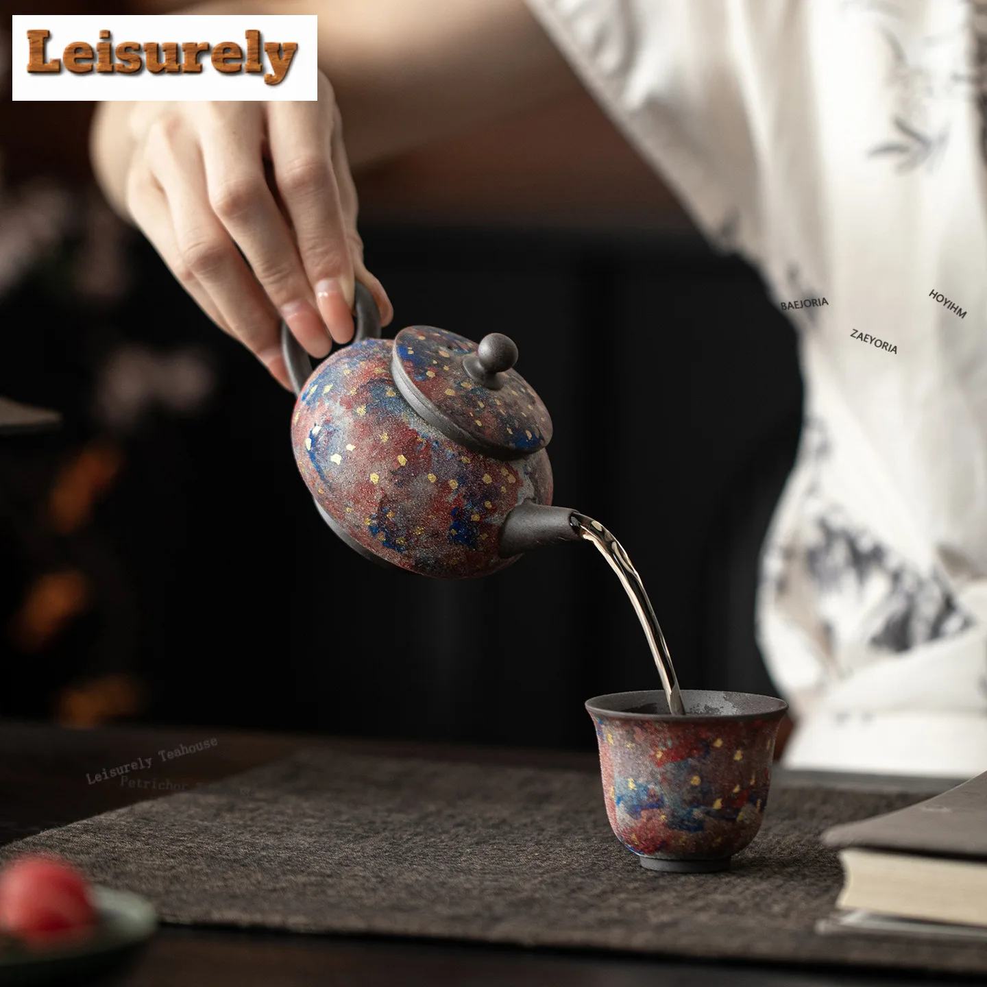 160ml Rock Mineral Star River Teapot Handmade Tea Infuser Pot Tea Maker Kettle With Filter Tea Ceremony Accessories Decoration