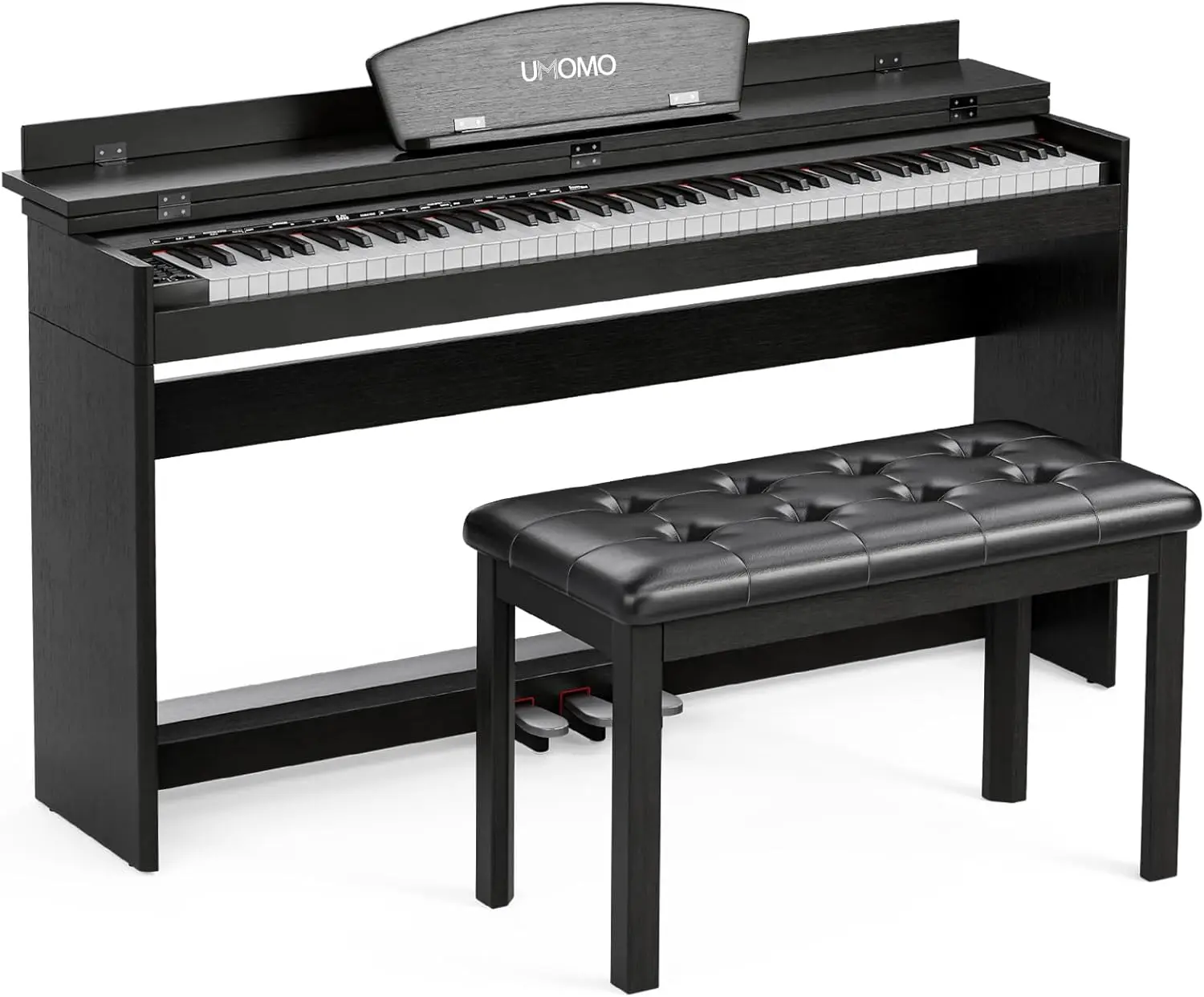 U-710 88 Key Digital Piano Keyboard with Piano Bench, Full Size Electric Piano with Piano Stand, Headphone Jack, 3 Pedal, Electr