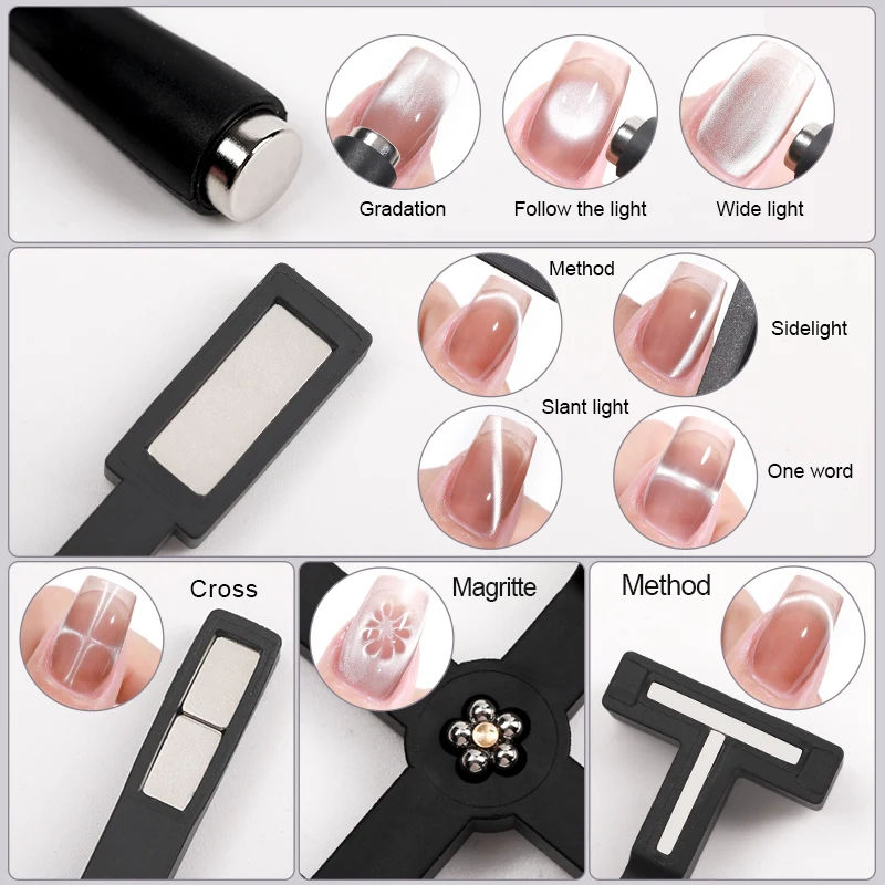 5 In 1 Multifunctionele Sterke Cat Eye Magneet Uv/Led Gel Hoge Kwaliteit Nagel Magnetische Stick Voor Manicure Art Design Speciaal Gereedschap