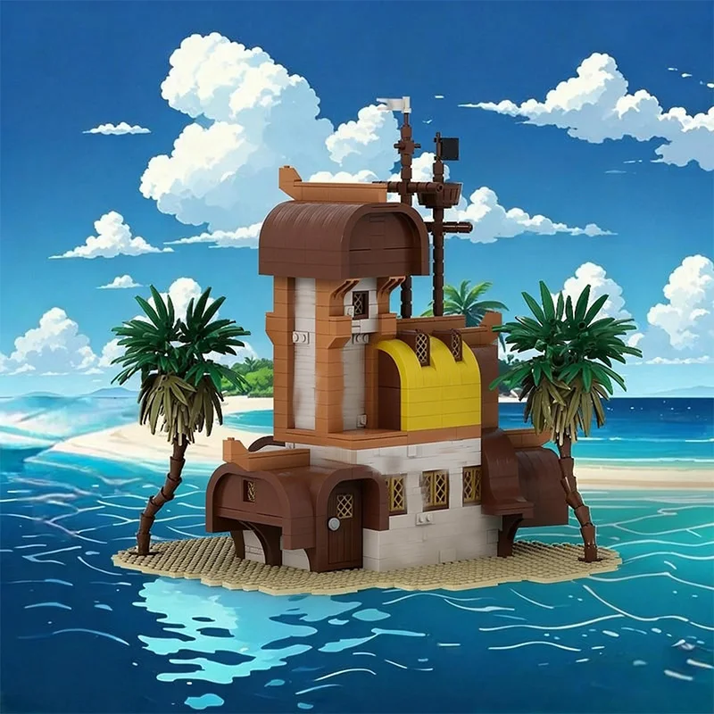 1072 قطعة من مكعبات البناء المعيارية على شكل منزل القراصنة، تصميم إبداعي للأطفال، لعبة بسيطة للتركيب الذاتي، هدايا للعطلات