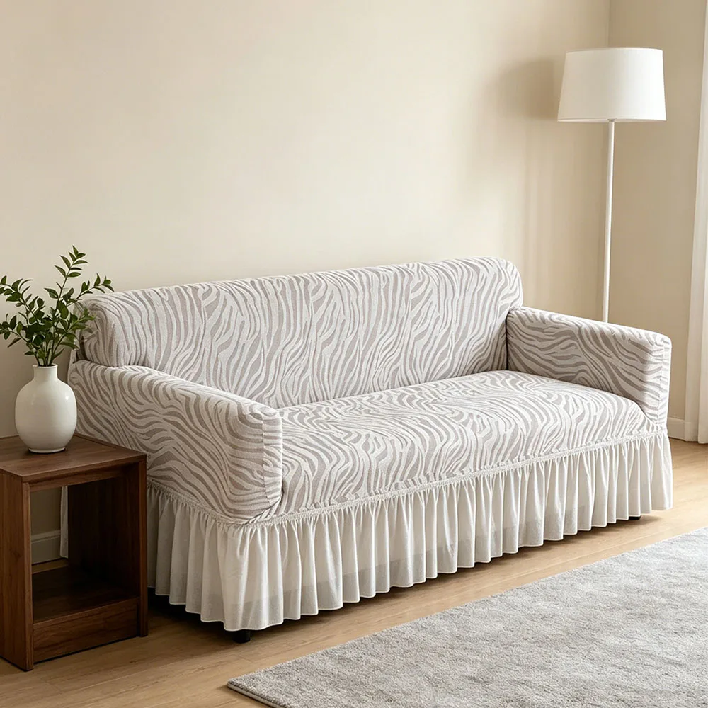 Full Package Single Universal Elastic Sofa Slipcovers French Rustic for Summer Fabric Skirt 1/2/3/4 Seater Anti-dirty Sofa Cover