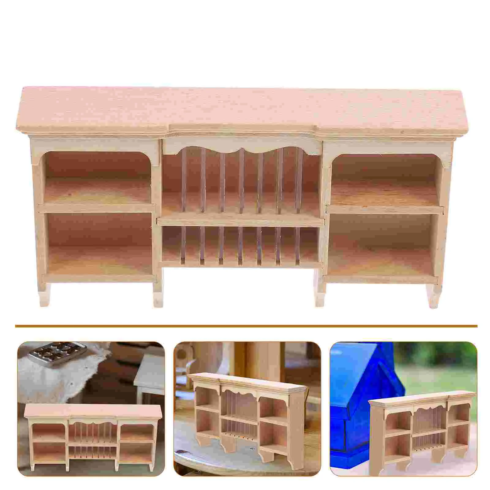 Huisrek Meubelmodel Decoratieve kleine kast Muur Miniatuur Keuken Wit Houten Accessoire