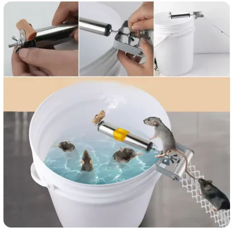 Durable Household Multi-purpose Rat Trap Mice/Mouse Reusable Trap with Roller Slide Lid, Rat Trap, Mouse Bucket Trap