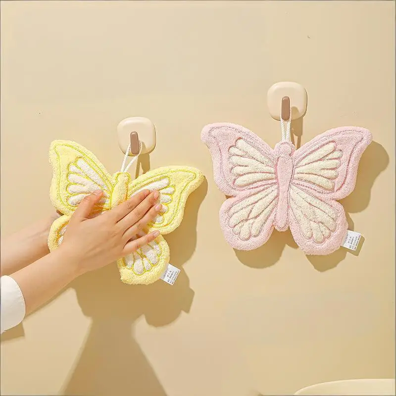 

Полотенце для рук в форме бабочки, коралловый флис, с высокой впитываемостью, для ванной и кухни, утолщенное, быстросохнущее, для туалета