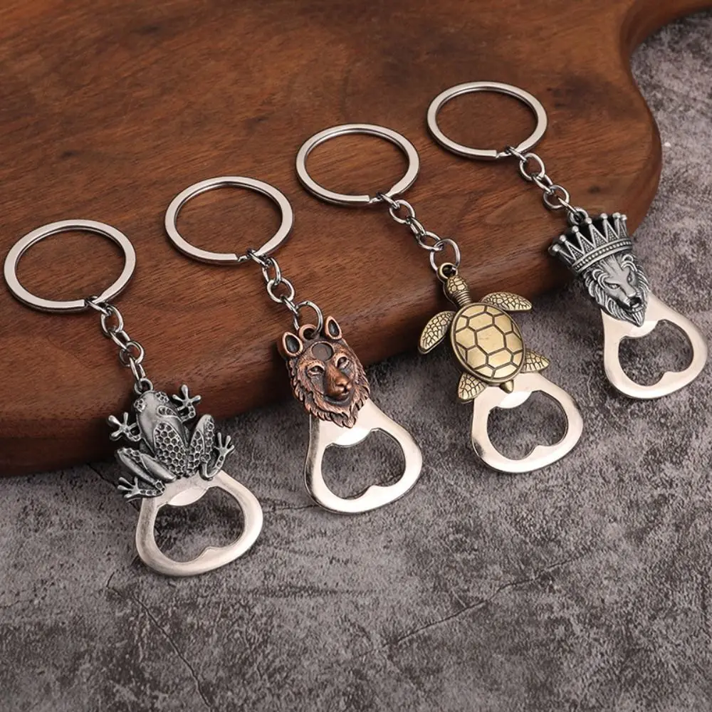 Frog Wolf Turtle Bottle Opener Hanging Pendant Mini Pocket Metal Lion Keyring Metal Key Holder Beer Opener Keychain Party Favor