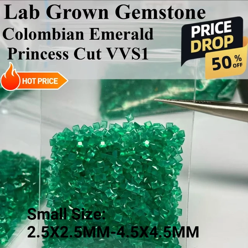 ToPrincess Cut Lab Grown Colombian Emerald Small Size Charms Gemstone for DIY Advanced Jewelry Making Materials Natural Colour