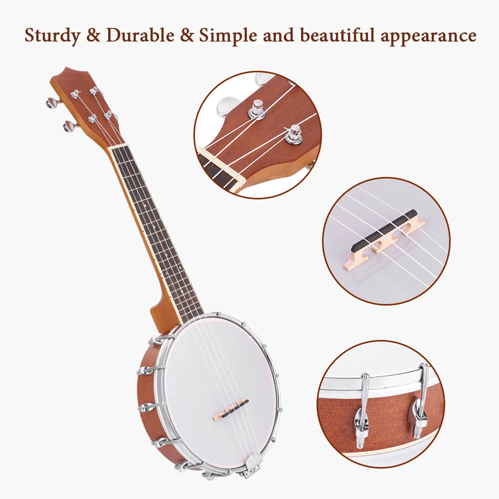 Banjo Musical Instrument 4 String Banjo Set with BJ10 Strings  Cleaning Polish Cloth